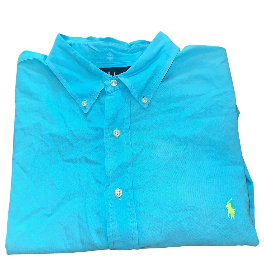 Polo Ralph Lauren Mens 3XB Turquoise Pique Short Sleeve Button Down Shirt